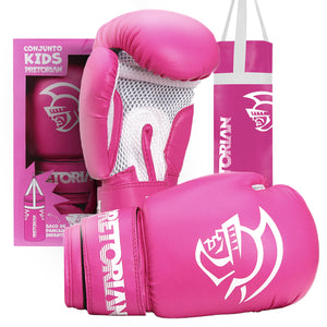 Kit Luva de Boxe e Muay Thai + Saco de Pancadas Pretorian Infantil