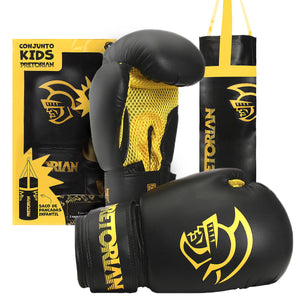 Kit Luva de Boxe e Muay Thai + Saco de Pancadas Pretorian Infantil